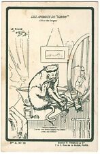 Monkey brushing teeth Toothpaste Mirror Dentistry Oral medicine antique postcard picture