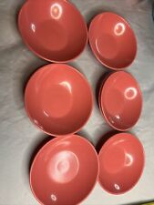 Vintage Stetson Melamine Set Of 7 Pink Fruit Bowls 4 1/2” Lincoln Illinois picture