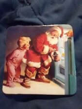 2 Vintage Santa Coke Coaster picture