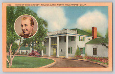 Postcard California Hollywood Toluca Lake Home Of Bing Crosby Unposted Linen Era picture