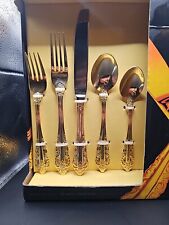 WALLACE ANTIQUE BAROQUE 80 Piece Service for 12 Gold Plate premium stainless ste picture