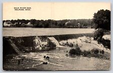 Melrose Minnesota~Air View Sauk River Dam B&W~Vintage Postcard picture