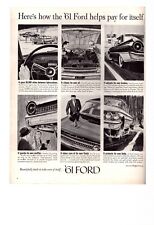 Vintage Print Ad 1961 Ford Motor Company Helps Pay for Itself picture