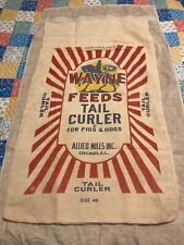 VTG Wayne Feeds Tail Curler Pigs & Hogs Allied Mills Blue Ribbon  Feed Sack Wear picture