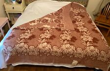 Vintage NWT Beacon Blanket Rayon Maroon & White Shadow Flower Reversible 70x80 picture
