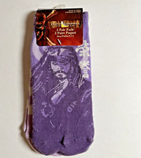 Disney Pirates of the Caribbean 2 Pair Purple Socks Size 9-11 Planet Sox picture