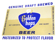 NEW Vintage Golden Hops Draft Beer Quart Label 4.5