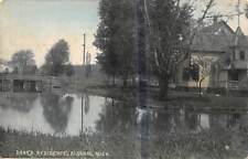 ALGONAC Michigan postcard St Clair County foot bridge Dana's residence 1913 picture
