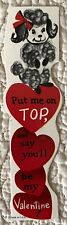 Unused Valentine Put Me On Top Black Poodle Dog Vtg Greeting Card 1950s 1960s picture
