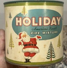 Vintage VERY RARE Holiday Pipe Mixture Santa Christmas Tobacco Tin Empty picture