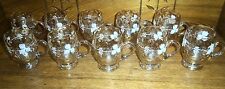 Set of 8 Antique Iridescent Glass Cups w/ White Painted Decoration picture