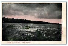 c1905's Sunset On The Ocean Big Waves Groves Palm Beach Florida Antique Postcard picture