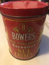 Vintage Bowers Old Fashioned Cocoanut Nut Crisps Tin 14 oz picture