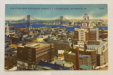 Vintage Linen Postcard, Bird's Eye View, Philadelphia, PA picture
