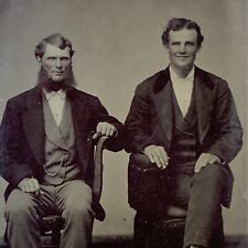 Antique Tintype Photograph Handsome Mutton Chops Young Men Smiling Man picture