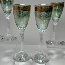 Moser Style Bohemian Glasses Green w/ Gold Gilt Crystal (6 Glasses Available) picture