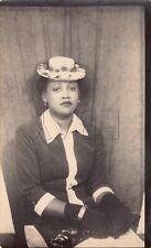 Old Photo Snapshot Woman In Old Fashioned Dress And Gloves Vintage Portrait 5A7 picture