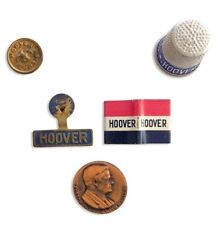 Herbert Hoover 1928 Presidential Campaign Items - Pin Thimble Button and Flats picture