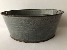 Vintage Enamelware Oval Bowl Tub Washtub Gray Large 18