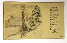 Christmas Wishes Antique PC 1922 Winter Landscape Scene Lewisberry PA picture