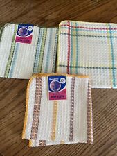 NEW 3 Vintage Cannon Snowflake WAFFLE WEAVE Dish Cloths Plaid picture