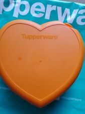 Tupperware Heart Shaped Snack Keeper One Piece Hinged Container orange picture