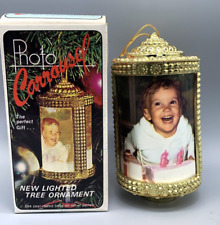 Vintage CHRISTMAS Photo Carrousel Lighted Tree ornament NIB picture