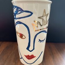 2016 Starbucks Anniversary Ceramic Swarovski Travel Mug Mermaid Siren Crown Lips picture
