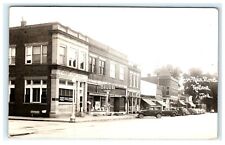 1940 Main Street Kentland Indiana IN Soda Sign Ads State Bank Early Cars RPPC picture