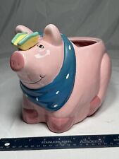 Coco Dowley Vintage Pink Pig Blue Bandana Butterfly Utensil Holder Kitchen Piggy picture