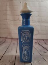  Jim Beam Vintage 1960s Ceramic Blue & White Whiskey Decanter Milk Bottle picture
