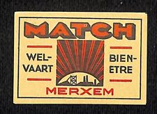 Vintage Matchbox Label Merxem Welfare Well-Being w/ Radiant Lines c1950's-60's picture