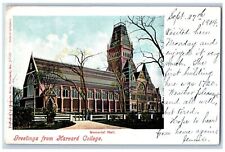 c1904 Greetings From Harvard College Memorial Hall Boston Massachusetts Postcard picture
