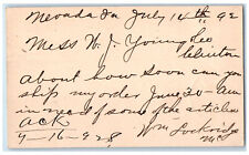 1892 WJ Young and Co WM Lockridge Nevada Iowa IA Clinton Iowa IA Postal Card picture