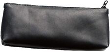 Rectangular Zipper Pouch, Leather, Black picture