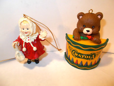 Vintage 1993 ADG Little Girl In Red Coat  Christmas Ornament + 1992 Crayola Orn. picture