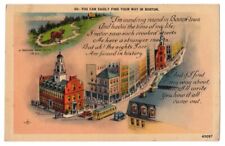Boston Massachusetts c1940's Cow Path, Visiting Historic Boston illustrated view picture