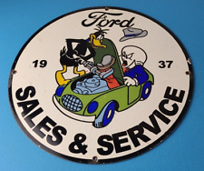 Vintage Ford Sign - Auto Repair Dealer Mechanic Porcelain Gas Pump Plate Sign picture