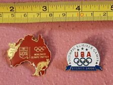 LOT OF 2 Australia Sydney 2000 Olympic Summer Games lapel pin UPS Partner, USA picture