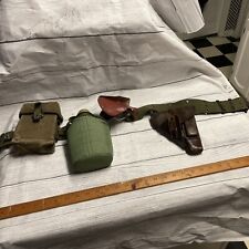 Vintage Genuine U.S. Field + Pouch +Army Holster Canvass Web Field Belt & picture