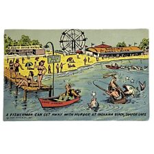 Monticello IN Indiana Beach Shafer Lake Fishing Vtg Comic Postcard Curt Teich picture