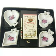 Vintage Windsor Porcelain Set Rose Suit Game Poker Ashtray Score pad picture