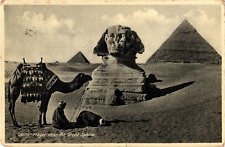 1934 Cairo Prayer Near the Great Sphinx Egypt Postcard picture