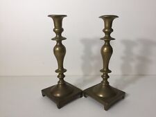 Pair of Antique Late 17th or early 18th Spanish Heavy Brass Candlesticks Holders picture