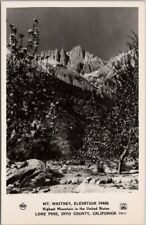 Vintage 1940s MOUNT WHITNEY California RPPC Real Photo Postcard Elevation 14,496 picture