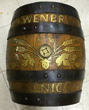 Vintage German Lowenbrau Hand Painted Wooden Beer Barrel Munich Germany picture