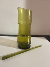 Vintage Mid Century Pitcher Swizzle Olive Green  Tiki picture