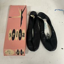 VTG 60s Ballerina SELVA Ballet black crown #1011 with Original Box sz 6.5e BH picture