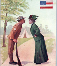Patriotic Postcard Soldiers Victorian rifle tent Grollman Vintage Postcard A5 picture