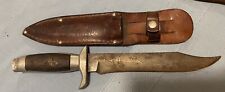 BIG ANTIQUE MEXICAN EAGLE HEAD HORN COMBAT BOWIE KNIFE & SHEATH HUNTING KNIVES picture